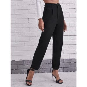 High Wasted Black Straight Leg Trouser Size M
